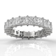 Shared Prong Wedding Band Princess Cut Lab Grown Diamond 14k White Gold 4.95ctw.