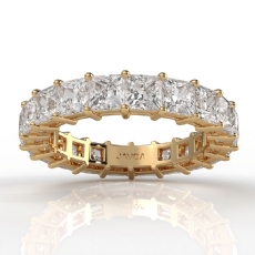 Shared Prong Wedding Band Princess Cut Lab Grown Diamond 14k Gold Yellow  (4.95Ct. tw.)