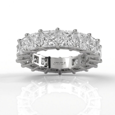 Lab-Grown Diamond Women Shared Prong Princess Wedding Band 14k White Gold 8.8ctw