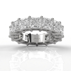 Shared Prong Women's Princess Diamond Eternity Wedding Band 14k W Gold 11.25ctw.