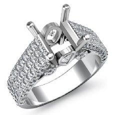 1.7 Ct 3 Row Shank Diamond Engagement Ring Princess Semi Mount 14K White Gold