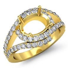 Diamond Engagement Oval Semi Mount Ring 14k Gold Yellow Curve Shank (0.63Ct. tw.)