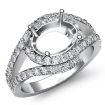 0.63Ct Diamond Engagement Oval Semi Mount Ring 18k White Gold Curve Shank - javda.com 