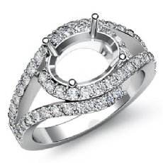 0.63 Ct Diamond Engagement Oval Semi Mount Ring 14K White Gold Curve Shank