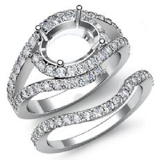 1.2Ct Round Diamond Engagement Oval Ring Bridal Set 14K White Gold Pave Setting