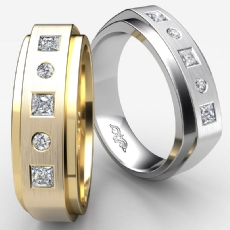 Matte Euro Style Shank Diamond Men's Half Wedding Band 14k White Gold 0.30 Ct