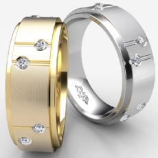 Step Edge Matte Finish Diamond Men's Half Wedding Band in 14k Gold Yellow  (0.25Ct. tw.)