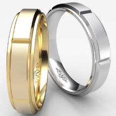 Men's Dome Beveled Edge Wedding Band Solid Ring 5mm 18k Gold Yellow 6.8g 8