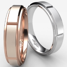 Men's Dome Beveled Edge Wedding Band Solid Ring 5mm 14k Rose Gold 6g 8