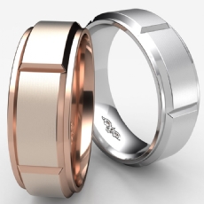 Men's Dome Beveled Edge Wedding Band Solid Ring 7mm 14k Rose Gold 9g 8