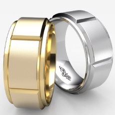 Men's Dome Beveled Edge Wedding Band Solid Ring 9mm 18k Gold Yellow 14.1g 8