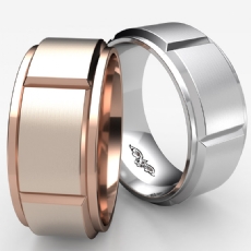 Men's Dome Beveled Edge Wedding Band Solid Ring 9mm 14k Rose Gold 12.2g 8