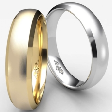 Dome Men's Wedding Band 14k White Gold Beveled Edge Solid Ring 5mm 5.8g 9 size