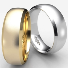 Dome Men's Wedding Band 14k White Gold Beveled Edge Solid Ring 7mm 8.7g 9 size