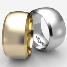 Dome Men's Wedding Band 14k White Gold Beveled Edge Solid Ring 11mm 15.8g 9 size