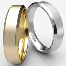 Flat Beveled Edge Men's Wedding Band 18k Gold Yellow Solid Ring 5mm 7.6g 8