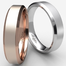 Flat Beveled Edge Men's Wedding Band 14k Rose Gold Solid Ring 5mm 6.6g 8