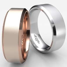 Flat Beveled Edge Men's Wedding Band 14k Rose Gold Solid Ring 7mm 9.9g 8