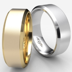 Flat Beveled Edge Men's Wedding Band 18k Gold Yellow Solid Ring 7mm 11.4g 8