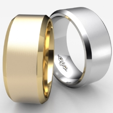 Flat Beveled Edge Men's Wedding Band 14k White Gold Solid Ring 9mm 14.1g 9 size