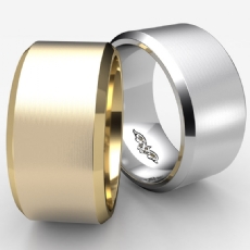 Flat Beveled Edge Men's Wedding Band 18k Gold Yellow Solid Ring 11mm 20.2g 8