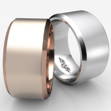 Flat Beveled Edge Men's Wedding Band 14k Rose Gold Solid Ring 11mm 17.4g 8