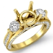 Three 3 Stone Round Diamond Engagement Ring Setting 18k Yellow Gold Semi Mount 1.3Ct - javda.com 