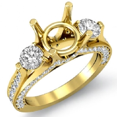 Three 3 Stone Round Diamond Engagement Ring Setting 14k Gold Yellow Semi Mount  (1.3Ct. tw.)