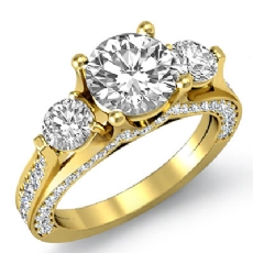 Three Stone Bridge Accent diamond Hot Deals 18k Gold Yellow