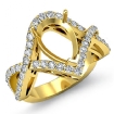 0.9Ct Diamond Engagement Ring Pear Cut Semi Mount 14k Yellow Gold Twisted Shank - javda.com 