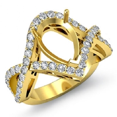 Diamond Engagement Ring Pear Cut Semi Mount 14k Gold Yellow Twisted Shank (0.74Ct. tw.)
