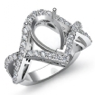 0.9Ct Diamond Engagement Ring Pear Cut Semi Mount 14k White Gold Twisted Shank - javda.com 