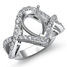 0.74 Ct Diamond Engagement Ring Pear Cut Semi Mount 14K White Gold Twisted Shank
