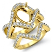 1.4Ct Round Diamond Engagement Ring Pear Bridal Set  18k Yellow Gold Pave Setting - javda.com 