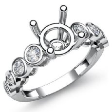 0.32 Ct 8 Stone Diamond Engagement Semi Mount Ring 14K White Gold Bezel Setting