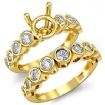 Round Diamond Engagement Ring Bridal Set 14k Yellow Gold Bezel Setting 0.86Ct - javda.com 