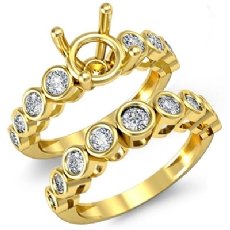 Round Diamond Engagement Ring Bridal Set 14k Gold Yellow Bezel Setting  (0.86Ct. tw.)