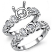 Round Diamond Engagement Ring Bridal Set Platinum 950 Bezel Setting 0.86Ct - javda.com 