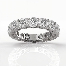 Round Lab Grown Diamond U Cut Prong Set Women Wedding Band 14k W Gold 4.90ctw