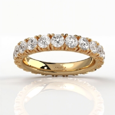 Women's French U Cut Pave Round Lab Grown Diamond Wedding Band 14k Gold Yellow  (2.15Ct. tw.)