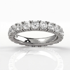 Women's French U Cut Pave Round Lab Grown Diamond Wedding Band Platinum 950  (2.15Ct. tw.)