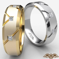 Strikes Pattern Princess Diamond Men's Wedding Band 14k Gold Yellow  (0.2Ct. tw.)