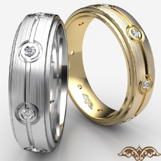 Groove Bezel Set Diamond Matte Eternity Men's Wedding Band 14k W Gold 0.10 Ct.