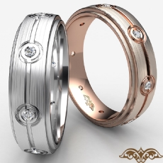 Groove Bezel Set Diamond Matte Eternity Men's Wedding Band 14k Rose Gold  (0.1Ct. tw.)