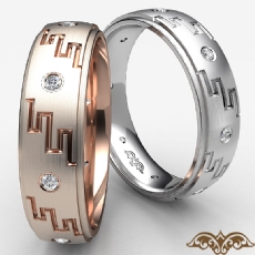Greek Key Men's Bezel Set Diamond Eternity Wedding Band 14k Rose Gold  (0.1Ct. tw.)