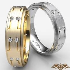 Step Edge Bezel Matte Men's Diamond Eternity Wedding Band 18k Gold Yellow (0.16Ct. tw.)