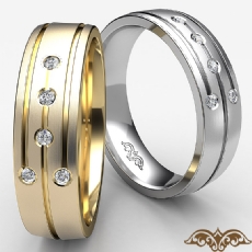 Solid Matte Finish 5 Diamond Eternity Men's Wedding Band  18k Gold Yellow (0.15Ct. tw.)