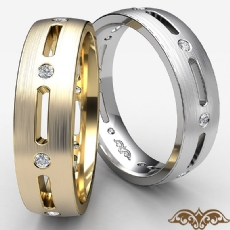 Bezel Set Diamond Cut Eternity Matte Men's Wedding Band 18k Gold Yellow  (0.15Ct. tw.)