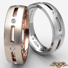 Bezel Set Diamond Cut Eternity Matte Men's Wedding Band 14k Rose Gold  (0.15Ct. tw.)