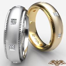 Milgrain Edge Bezel Diamond Eternity Men's Wedding Band 14k White Gold 0.40Ct